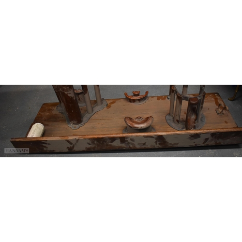 302 - A LARGE ANTIQUE IRISH CARVED EQUESTRIAN SADDLE RACK. 110 cm x 45 cm.