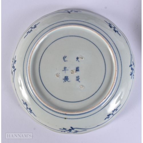 305 - A SET OF TEN 19TH CENTURY JAPANESE MEIJI PERIOD BLUE AND WHITE PLATES painted with flowers. 18 cm wi... 