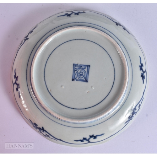 305 - A SET OF TEN 19TH CENTURY JAPANESE MEIJI PERIOD BLUE AND WHITE PLATES painted with flowers. 18 cm wi... 