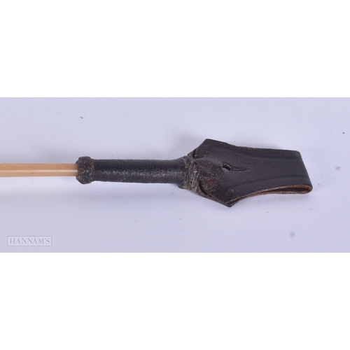 326 - A 19TH CENTURY CARVED RHINOCEROS HORN EQUESTRIAN WHIP. 33 grams. 68 cm long.