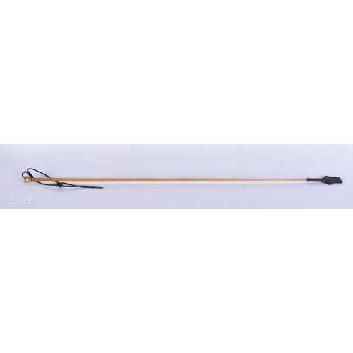 326 - A 19TH CENTURY CARVED RHINOCEROS HORN EQUESTRIAN WHIP. 33 grams. 68 cm long.