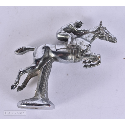 331 - A VINTAGE LEJEUNE CHROME EQUESTRIAN HORSE CAR MASCOT. 14 cm x 11 cm.