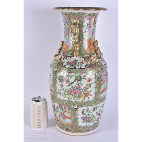 344 - A LARGE 19TH CENTURY CHINESE CANTON FAMILLE ROSE VASE Qing. 48 cm high.