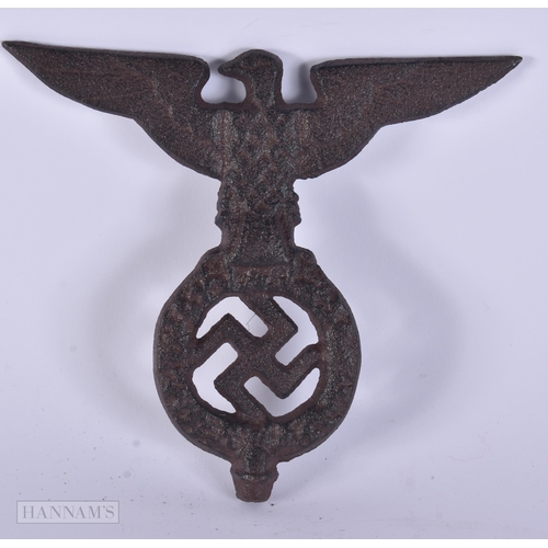 348 - A CONTINENTAL CAST IRON MILITARY PLAQUE. 526 grams. 16.5 cm x 19 cm.