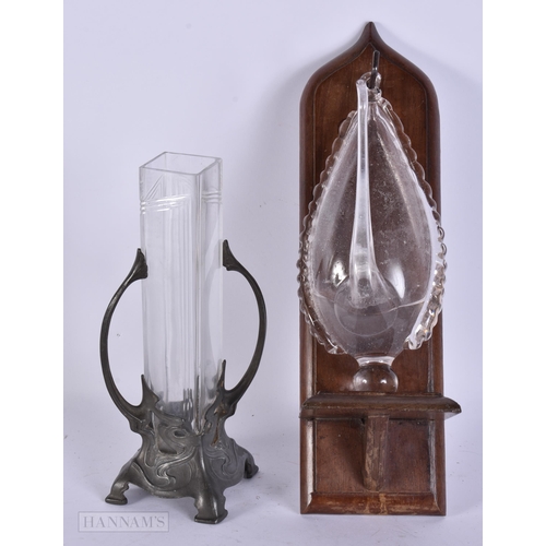 350 - A GEORGE III GLASS BAROMETER and a WMF vase. (2)