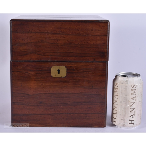 351 - AN EARLY VICTORIAN MAHOGANY FOUR GLASS DECANTER BOX. 23 cm x 20 cm.