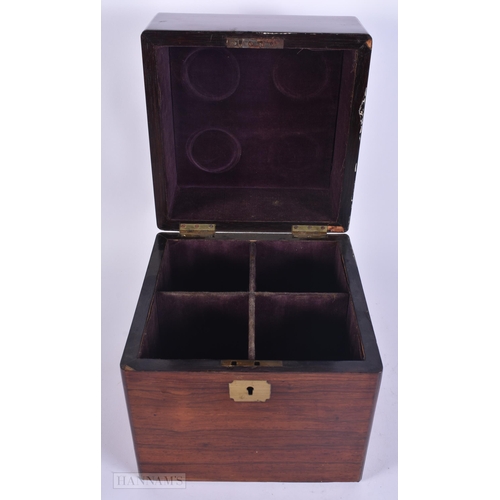 351 - AN EARLY VICTORIAN MAHOGANY FOUR GLASS DECANTER BOX. 23 cm x 20 cm.