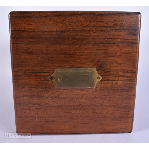 351 - AN EARLY VICTORIAN MAHOGANY FOUR GLASS DECANTER BOX. 23 cm x 20 cm.