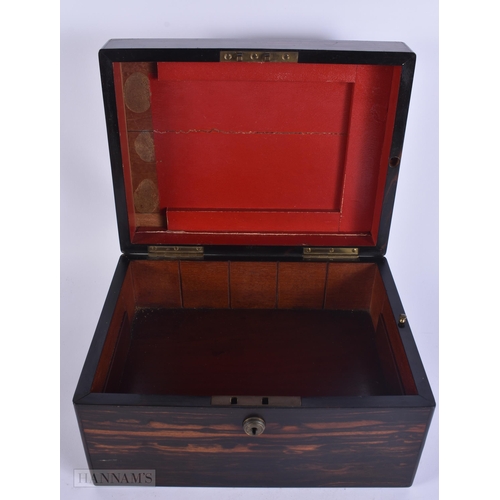 352 - AN EARLY VICTORIAN CARVED COROMANDEL COUNTRY HOUSE BOX. 32 cm x 22 cm x 16 cm.
