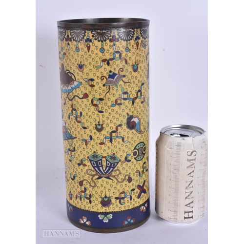 417 - A LATE 19TH CENTURY CHINESE CLOISONNE ENAMEL BRUSH POT/VASE Late Qing, decorated with precious objec... 