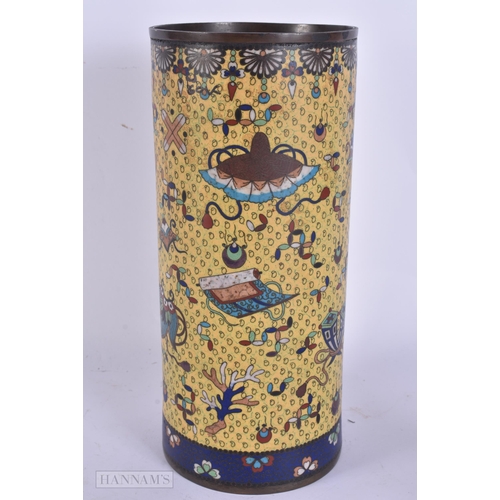 417 - A LATE 19TH CENTURY CHINESE CLOISONNE ENAMEL BRUSH POT/VASE Late Qing, decorated with precious objec... 