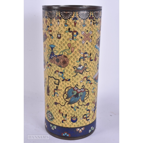 417 - A LATE 19TH CENTURY CHINESE CLOISONNE ENAMEL BRUSH POT/VASE Late Qing, decorated with precious objec... 