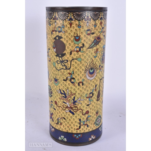 417 - A LATE 19TH CENTURY CHINESE CLOISONNE ENAMEL BRUSH POT/VASE Late Qing, decorated with precious objec... 