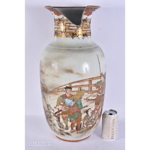 418 - A LARGE 19TH CENTURY JAPANESE MEIJI PERIOD PORCELAIN VASE finely painted with figures within a lands... 
