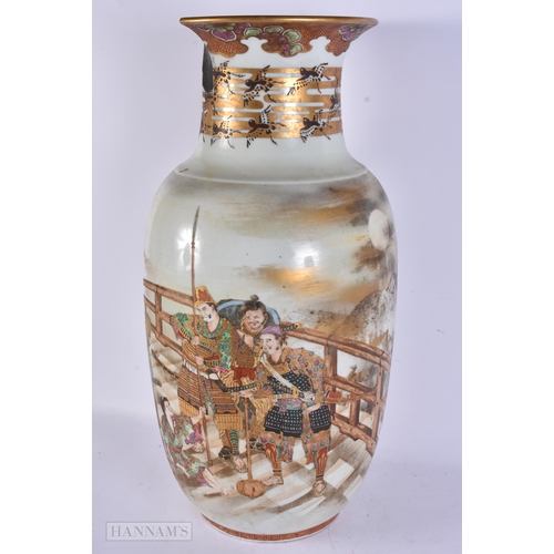 418 - A LARGE 19TH CENTURY JAPANESE MEIJI PERIOD PORCELAIN VASE finely painted with figures within a lands... 