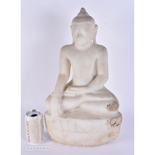426 - A LARGE 19TH CENTURY SOUTHEAST ASIAN CARVED MARBLE BUDDHA. 52 cm x 34 cm.
