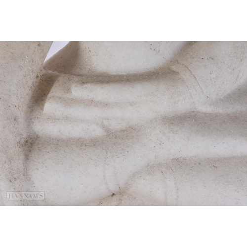 426 - A LARGE 19TH CENTURY SOUTHEAST ASIAN CARVED MARBLE BUDDHA. 52 cm x 34 cm.