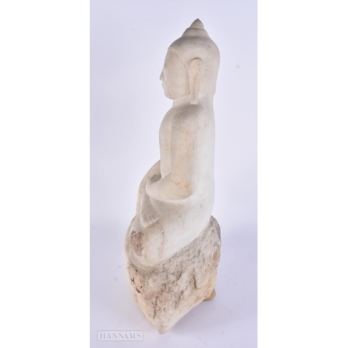 426 - A LARGE 19TH CENTURY SOUTHEAST ASIAN CARVED MARBLE BUDDHA. 52 cm x 34 cm.