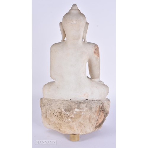 426 - A LARGE 19TH CENTURY SOUTHEAST ASIAN CARVED MARBLE BUDDHA. 52 cm x 34 cm.