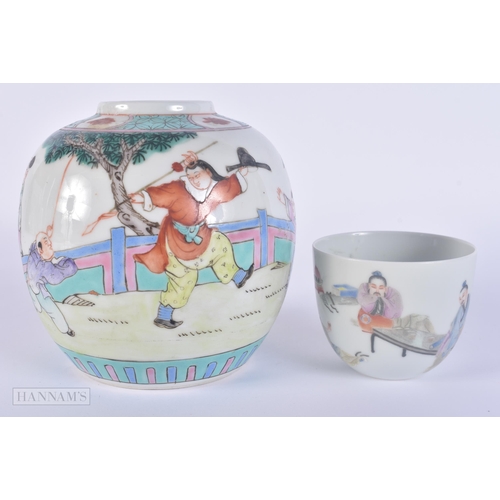 427 - AN EARLY 20TH CENTURY CHINESE FAMILLE ROSE PORCELAIN GINGER JAR Late Qing, together with a similar f... 