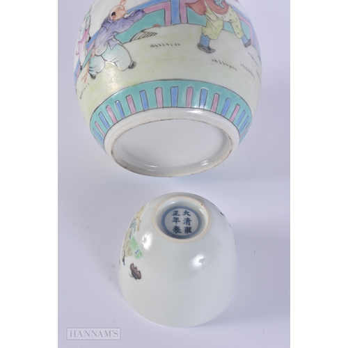 427 - AN EARLY 20TH CENTURY CHINESE FAMILLE ROSE PORCELAIN GINGER JAR Late Qing, together with a similar f... 