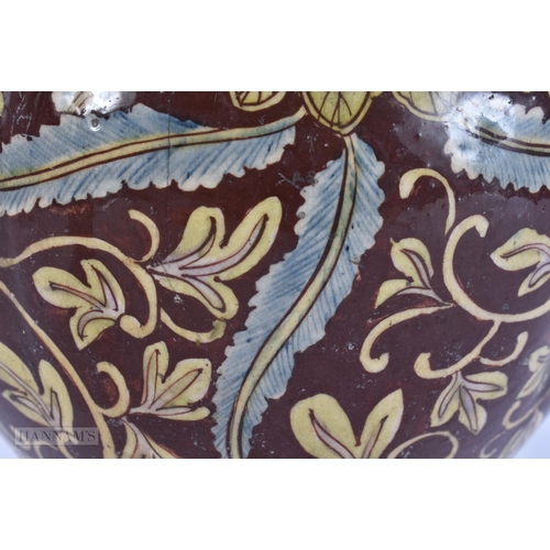 432 - A RARE 19TH CENTURY JAPANESE MEIJI PERIOD TWIN HANDLED SATSUMA TYPE VASE painted with flowers. 32 cm... 