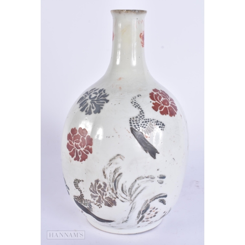 433 - AN UNUSUAL 19TH CENTURY JAPANESE MEIJI PERIOD ENAMELLED BULBOUS LOBED VASE. 24 cm high.