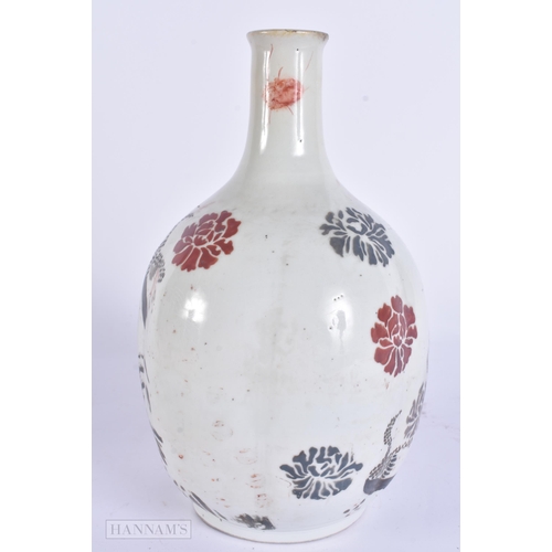433 - AN UNUSUAL 19TH CENTURY JAPANESE MEIJI PERIOD ENAMELLED BULBOUS LOBED VASE. 24 cm high.
