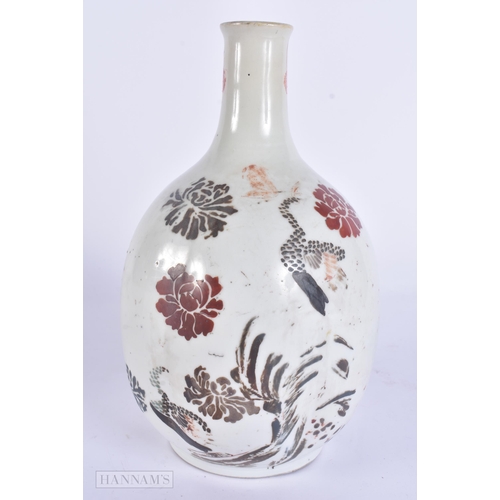 433 - AN UNUSUAL 19TH CENTURY JAPANESE MEIJI PERIOD ENAMELLED BULBOUS LOBED VASE. 24 cm high.