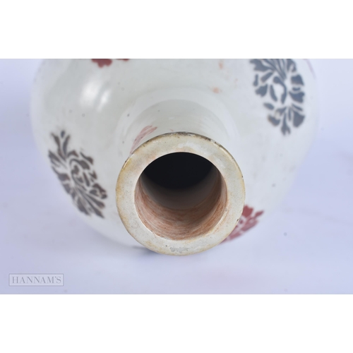 433 - AN UNUSUAL 19TH CENTURY JAPANESE MEIJI PERIOD ENAMELLED BULBOUS LOBED VASE. 24 cm high.