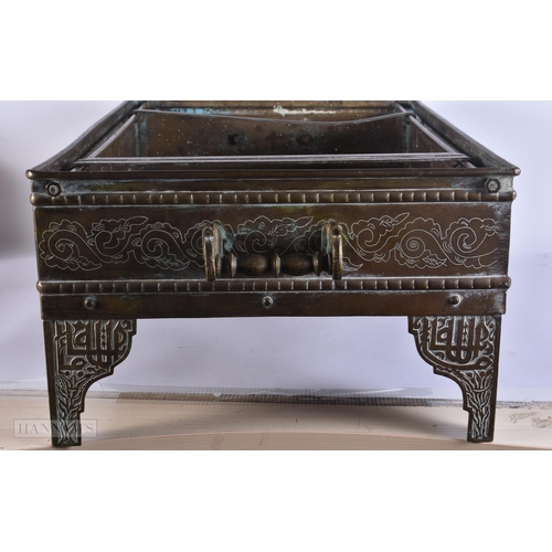 434 - A RARE LARGE 19TH CENTURY ISLAMIC MIDDLE EASTERN BRONZE CENSER OR HEATING DISH of monumental proport... 