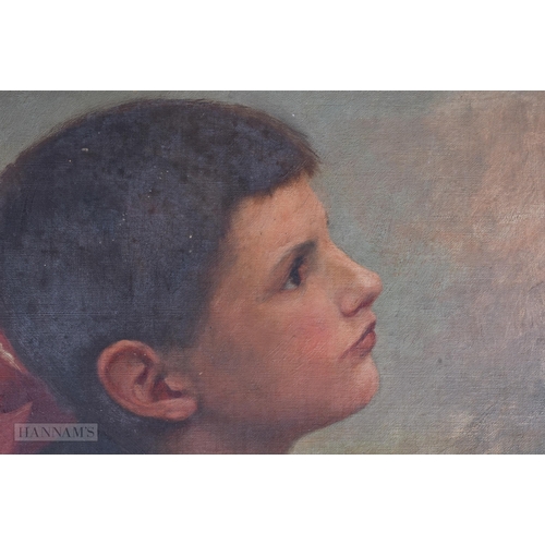 435 - English School (Early 20th Century) Oil on canvas, Boy within a landscape. 98 cm x 76 cm.