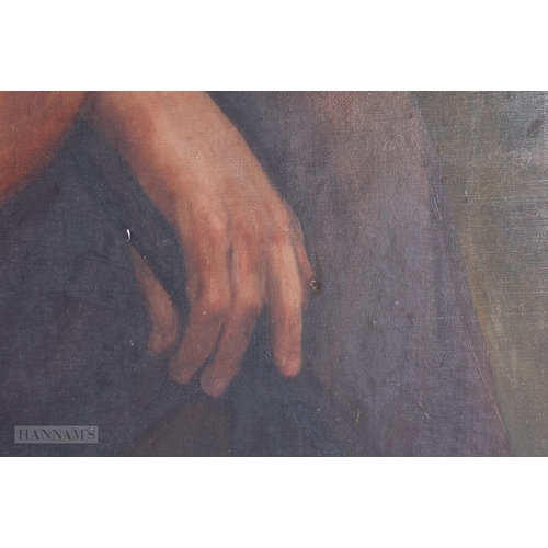 435 - English School (Early 20th Century) Oil on canvas, Boy within a landscape. 98 cm x 76 cm.