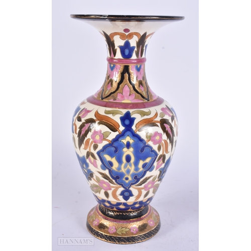 441 - A HUNGARIAN FISCHER OR ZSOLNAY PECS LUSTRE VASE. 25.5 cm high.