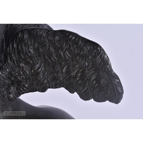 443 - A RARE 19TH CENTURY EUROPEAN BRONZE FIGURE OF A WINGED HORSE modelled upon a marble base. 35 cm x 18... 
