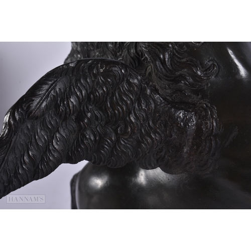 443 - A RARE 19TH CENTURY EUROPEAN BRONZE FIGURE OF A WINGED HORSE modelled upon a marble base. 35 cm x 18... 