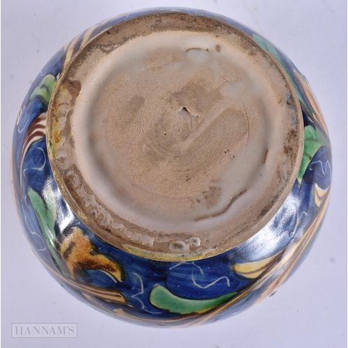 446 - AN ANTIQUE ITALIAN MAJOLICA BIRD JARLET painted with flowers. 15 cm x 13 cm.