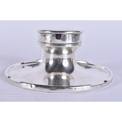450 - AN ART DECO SILVER INKWELL. 626 grams overall. 14 cm wide.