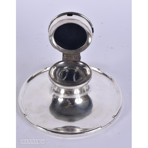 450 - AN ART DECO SILVER INKWELL. 626 grams overall. 14 cm wide.