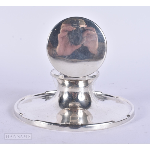 450 - AN ART DECO SILVER INKWELL. 626 grams overall. 14 cm wide.