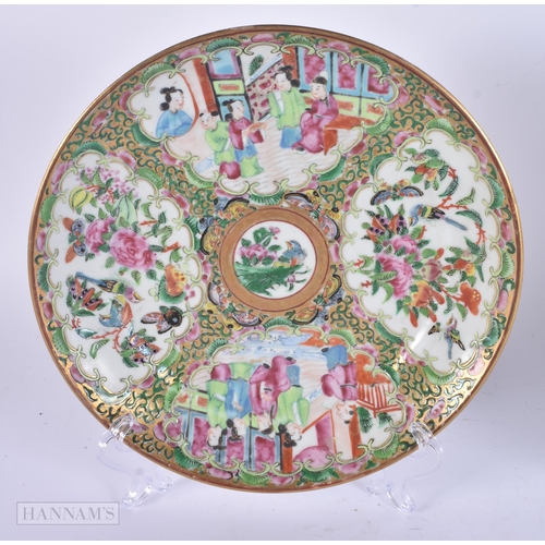 455 - TWO 19TH CENTURY CHINESE CANTON FAMILLE ROSE PLATES. 20.5 cm wide. (2)