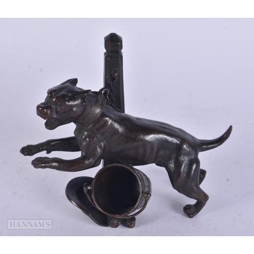 457 - A 19TH CENTURY FRENCH BRONZE RAGING DOG DESK STAND. 15 cm x 13 cm.