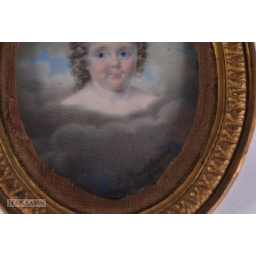 46 - European School (Early 19th Century) Watercolour, Figure within clouds, Signed and dated 1824, bronz... 