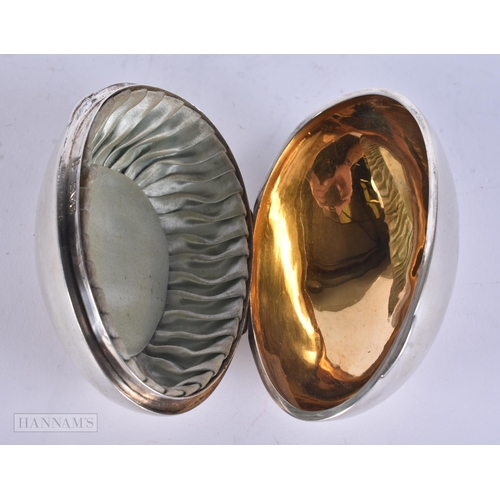 462 - AN ANTIQUE ENGLISH SILVER EGG BOX. Chester 1911. 89 grams. 9 cm x 5.5 cm.