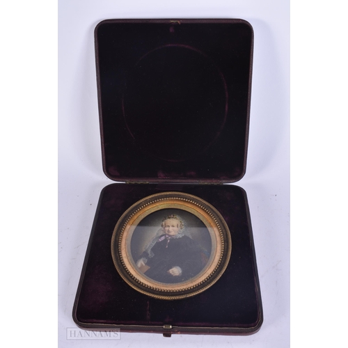 466 - English School (19th Century) Portrait, bronze frame. 15 cm x 12 cm.
