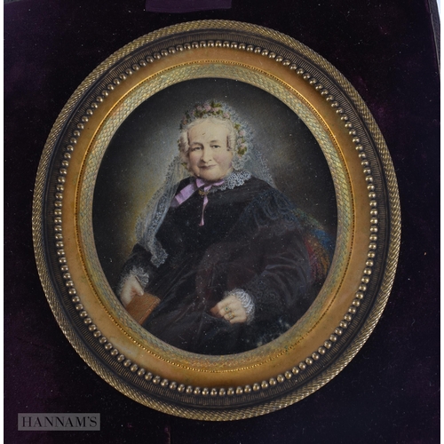 466 - English School (19th Century) Portrait, bronze frame. 15 cm x 12 cm.