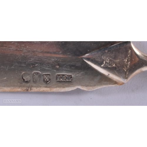 472 - A VICTORIAN IRISH SILVER AND MOTHER OF PEARL KNIFE. Dublin 1868. 49 grams. 20 cm long.  WE ARE UNABL... 