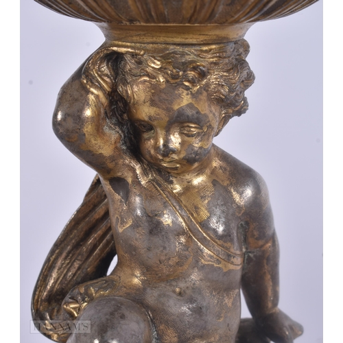 488 - AN ANTIQUE IRON together with a French bronze candlestick lamp. Largest 26.5 cm high. (2)
