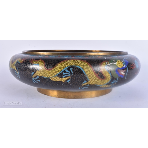 491 - A 19TH CENTURY CHINESE CLOISONNE ENAMEL DRAGON CENSER Qing. 30 cm diameter.