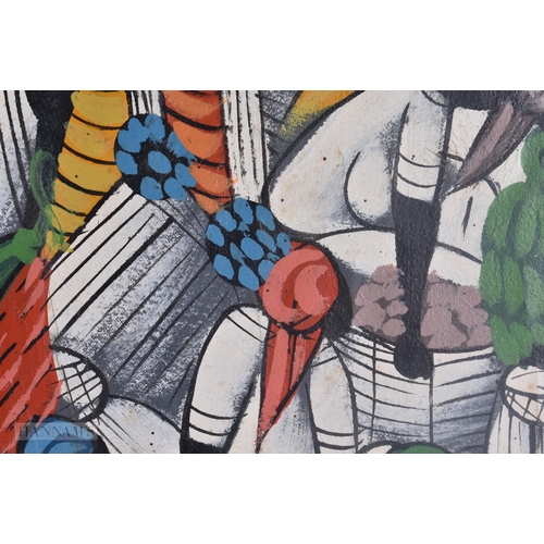 504 - African/Haitian School (20th Century) Oil on canvas, Abstract figures. 60 cm x 48 cm.